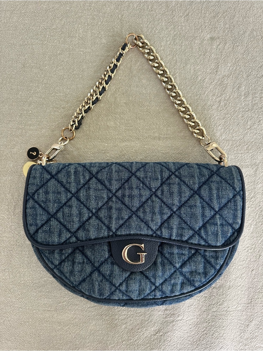 Guess Quilted Denim Shoulder Bag in Blue